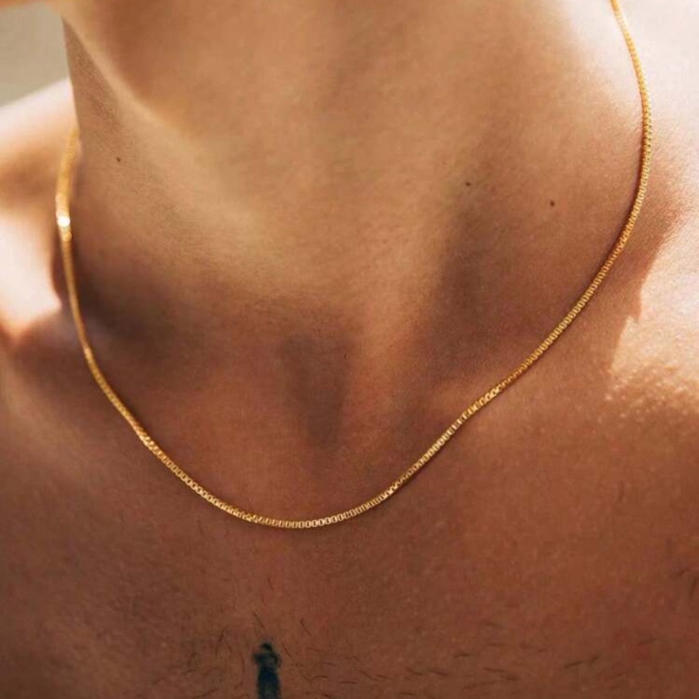 Men's Minimalist Style Stainless - Steel Gold - Plated Chain Necklace